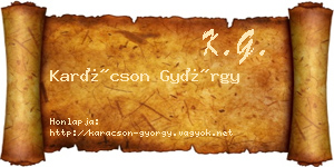 Karácson György névjegykártya